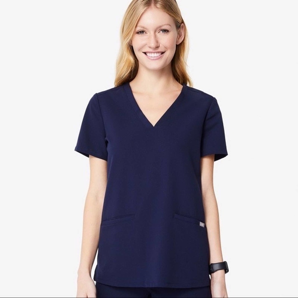 Figs Women's V-Neck Scrub Top in Navy